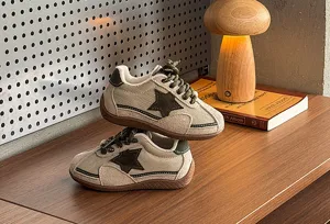 Retro children star trainer shoes, spring autumn Korean style casual soft sole kids sneakers.