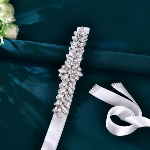 Bridal rhinestone sash wedding dress belt sparkling crystal handmade waist accessory