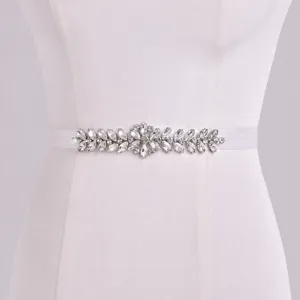 Bridal rhinestone belt wedding dress crystal sash silver wedding dress accessory for women