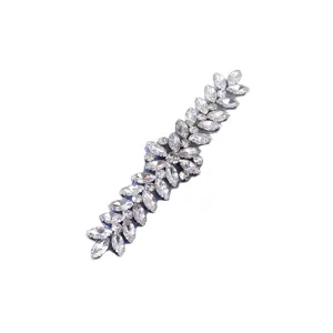 Sparkling rhinestone bridal belt applique, handmade crystal wedding dress sash decoration.