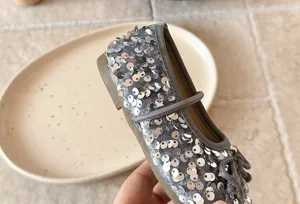 Chaussures à paillettes pour filles semelle souple princesse chaussures peu profondes