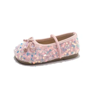 Filles rose sequins ballerines nœud jolies confortables chaussures princesse printemps