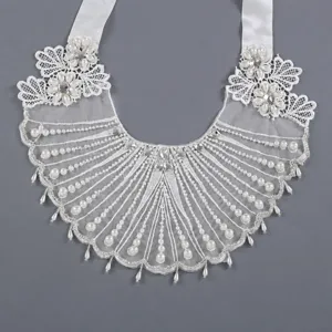 Weisse spitze perlen strass abnehmbarer kragen braut hochzeit schulteraccessoire gefälschter kragen