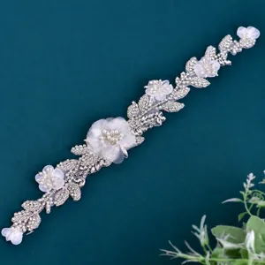 Handmade bridal rhinestone belt wedding dress sash crystal flower belt wedding accessories