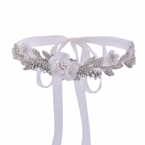 Bridal rhinestone pearl flower sash belt, elegant wedding dress waist accessory for women.