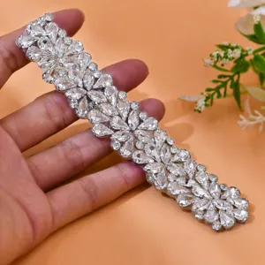 Sparkling rhinestone shoe appliques crystal beaded patches for high heels wedding crafts