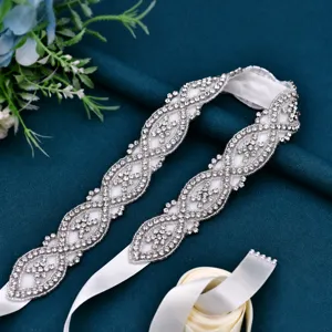 Cintura da Sposa in Strass Fascia per Abito da Sposa Perla Artificiale e Cintura in Nastri di Strass per Festa di Matrimonio Accessori da Donna