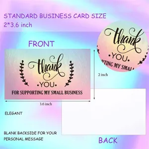 50pcs thank you cards business card small business support cards blank back side 2x3.6 inch