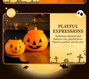 Halloween plastic pumpkin candy bucket light-up toy spooky party decoration prop set