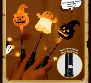 Halloween glowing wand toy with cute pumpkin and ghost designs, perfect for party props.