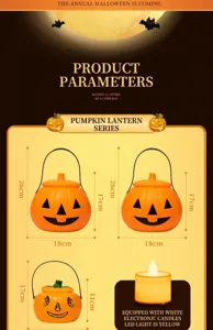 Halloween pumpkin lantern handheld candy bucket toy with LED electronic candle props