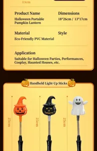Halloween handheld pumpkin lantern glowing stick party decoration props toys gifts kids
