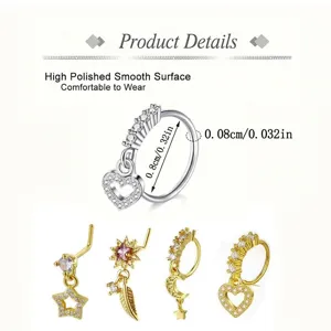 Detailansicht des Zirkonia Nasenrings für Piercings mit hochpolierter glatter Oberfläche.