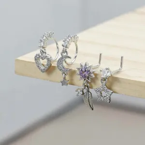 Zirkon Anhänger Nasenstecker Herz Mond Stern Piercing Schmuck Körper Schmuck Teile