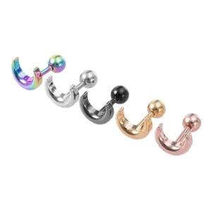 Roestvrijstalen maan kraakbeen oorbellen set, multi-kleuren lichaam piercing sieraden voor dames.