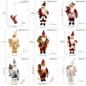 Papá Noel de peluche de pie decoración tabla de tallas con varias especificaciones.