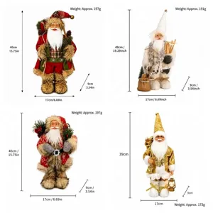 Papá Noel de pie de peluche decoración de escaparate festivo adorno navideño 4pcs