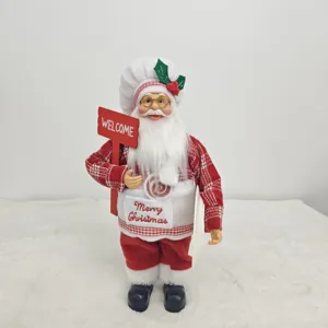Detalles de la muñeca de peluche de Papá Noel de 13 pulgadas con cartel de bienvenida.