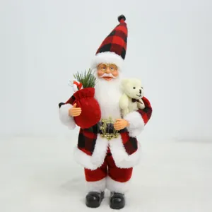 Muñeco de peluche de Papá Noel de pie de 13 pulgadas para decoración de escaparate navideño