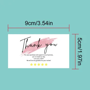50 Pcs Small Business Thank You Cards Cute Pink Watercolor Order Appreciation Note Cards