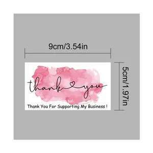 Thank you cards for small business orders, pink watercolor design 9x5cm bulk pack
