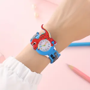 Kids 3D Cartoon Dinosaur Silicone Strap Quartz Watch Cute Student Gift Wrist Watch