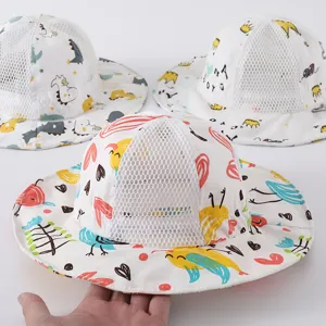 Cappello da pescatore estivo traspirante per neonati con stampe carine, cappello sole bimbo.
