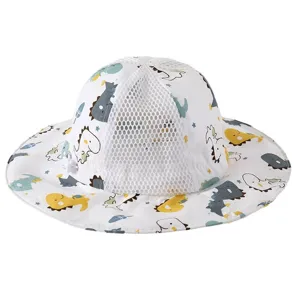 Cappello da sole per neonato rete traspirante estate bucket hat stampa dinosauro bimbo