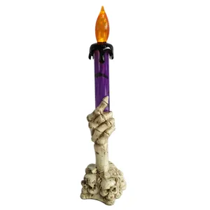 Halloween skeleton hand LED candle light gothic skull base electronic candle table lamp