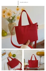 Petit sac cabas bandoulière en nylon pour femmes, sac à main décontracté rouge.