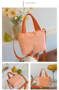 Mini sac cabas en nylon et toile pour femme, sac à bandoulière et pochette décontractés.