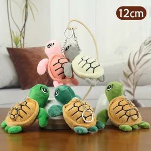 Mignon 12 cm Océan Animal Tortue Peluche Mignonne Tortue de Mer Poupée Porte-clés Pendentif Cadeau