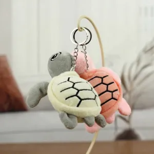Adorable porte-clés en peluche tortue mini animal marin poupée en peluche pendentif.