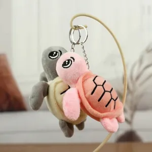Joli porte-clés peluche tortue ensemble, adorable poupée tortue de mer pour sacs et clés.