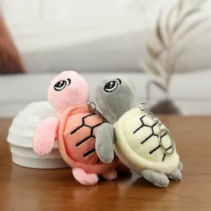 Joli porte-clés peluche tortue, mignon animal en peluche douce pendentif sac cadeau