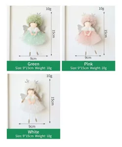 Ciondolo decorativo angelo di natalizia con corna di cervo e vestito in tulle, 9x15cm.