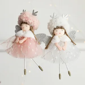 Natale angelo ragazza appendere ornamento peluche corna gonna tulle bambola albero