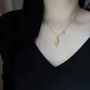 Tibetan ethnic gold enamel prayer wheel necklace for women vintage clavicle chain