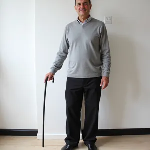 Classic black walking cane with curved handle for daily support or costume props use.