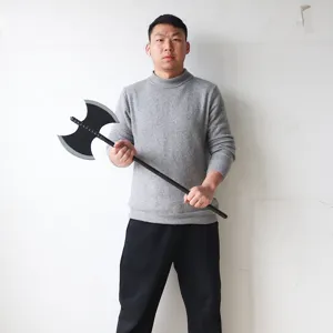 Halloween toy double-bladed axe stage prop simulation weapon cosplay party decoration black