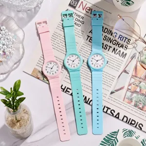 Kinder Silikon Quarz Uhr minimalistisch Schüler Zeiger Armbanduhr Freizeit Mode Zubehör