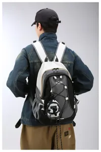 Trendiger Canvas Rucksack mit Mini Anhanger Tasche, Mehrfachtaschen Design, modischer Daypack.