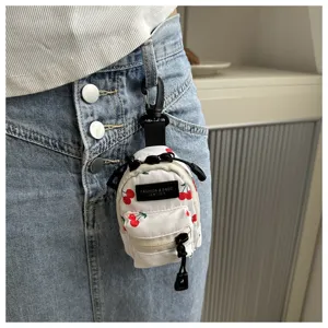 Mini Kirschen Druck Canvas Rucksack Anhänger Tasche für Lippenstift Kopfhörer Mode chic