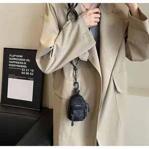 Mini Lippenstift Kopfhoerer Tasche Trend Mode Anhaenger Tasche Laessig Um Haengeschulter schwarz