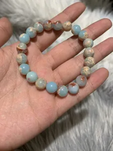 Bracelet en perles de pierre Shoushan coloree gemme contraste style bijoux femme accessoire