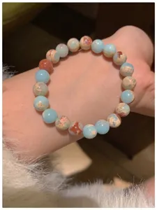Bracelet de perles en pierres précieuses colorées pour femmes, bijou chic au quotidien.