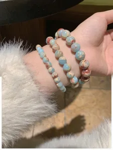 Bracelet de perles en pierre Shoushan design empilable multicouche bijou femme 2024