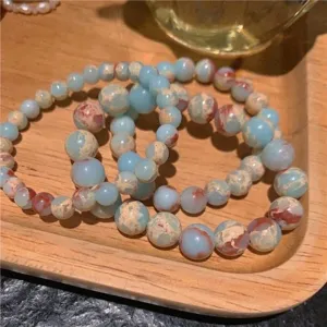 Bracelet en perles de pierre naturelle bijoux colores empilables elegantes pour femmes vue