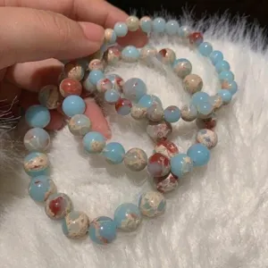 Bracelet en perles de pierre Shoushan design frais empilable multicolore bijoux pour femmes