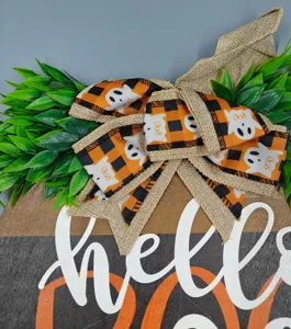 Halloween wooden door sign ghost pendant holiday decorative wreath party hanging prop.